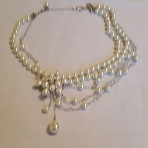 David Tureta pearl asymmetric bridal necklace